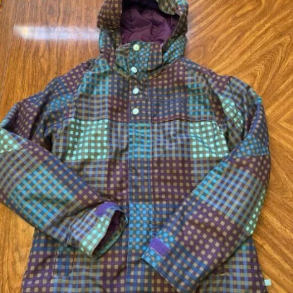Burton Other - Burton Coat WB Method JK Medium Blue Dot Multicolor Dryride Hooded Snowboard